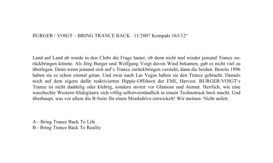BURGER & VOIGT Infotext