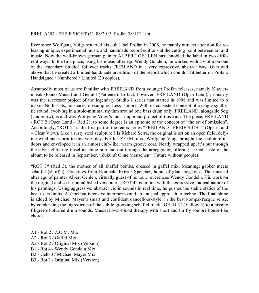 FREILAND - FREIE SICHT (1)/LIM INFOTEXT